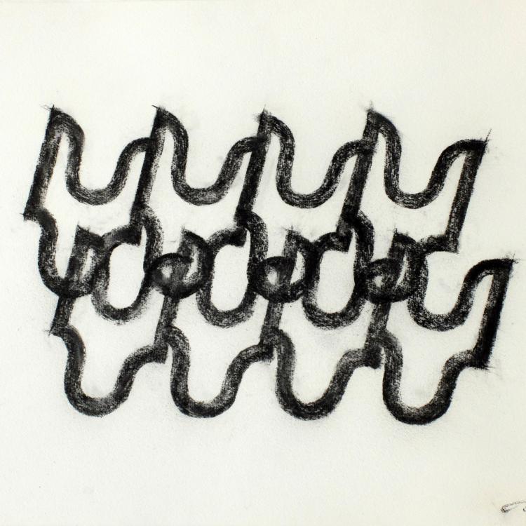 oeuvre sur papier de la série ''fusain'' - dessin original N° 2 - 55x70 cm